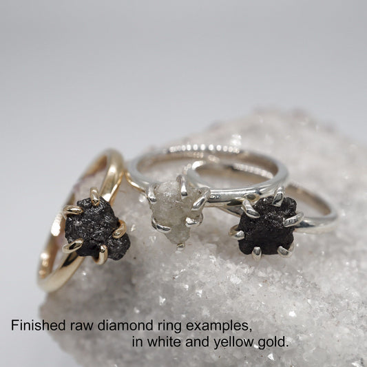 Uncut raw white diamond solitaire ring, 0.86ct. (JK14)