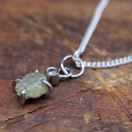 Uncut natural 1ct raw yellow diamond handmade pendant with top diamond