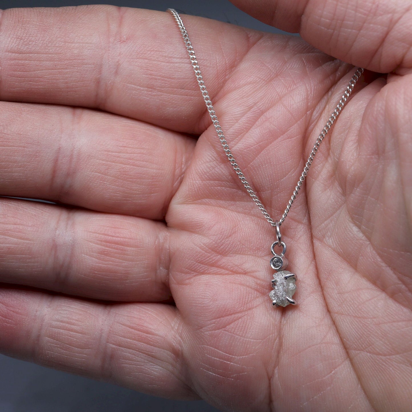 Uncut natural raw diamond handmade pendant with top diamond