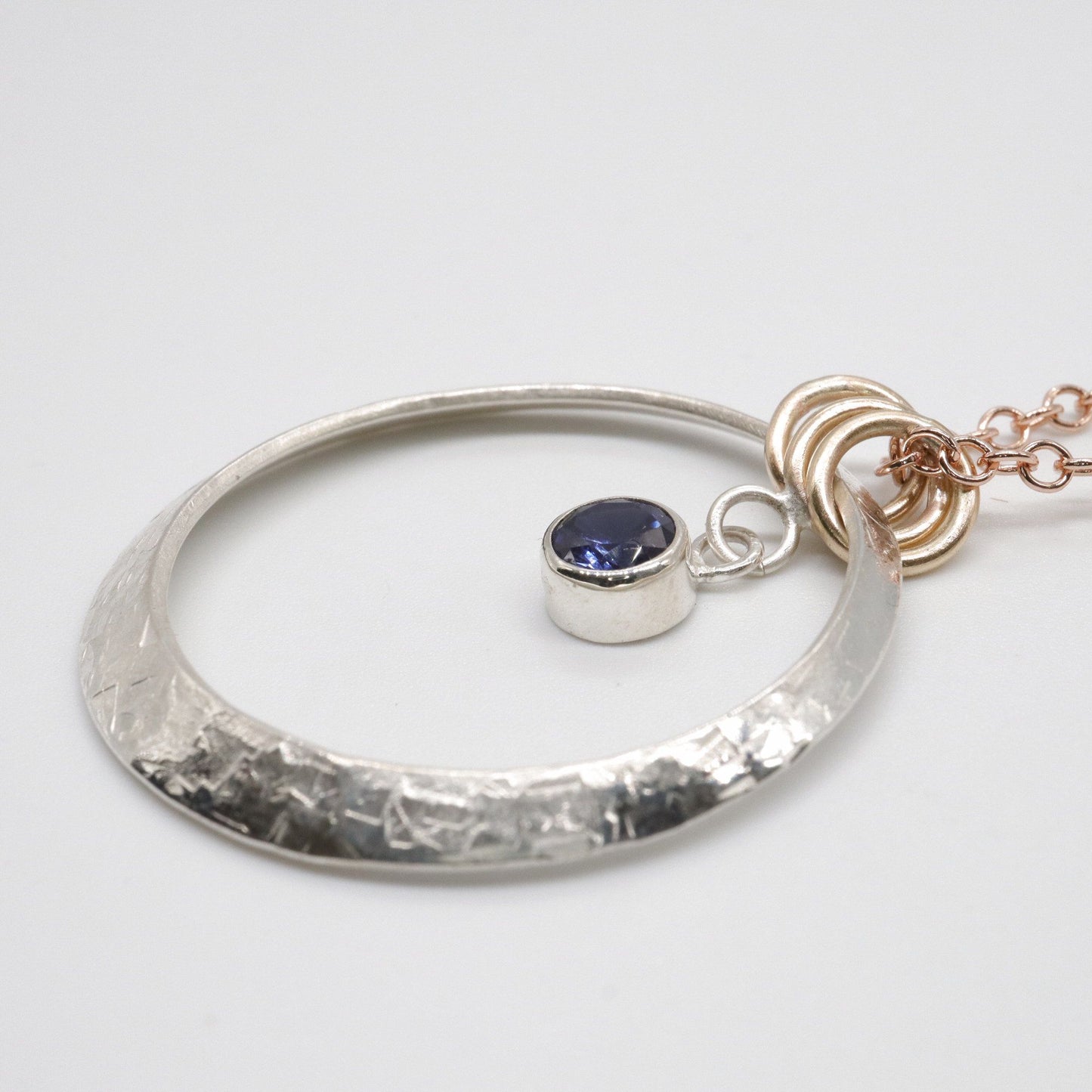 Sapphire circle handmade Pendant  - Fells and Lakes limited edition range