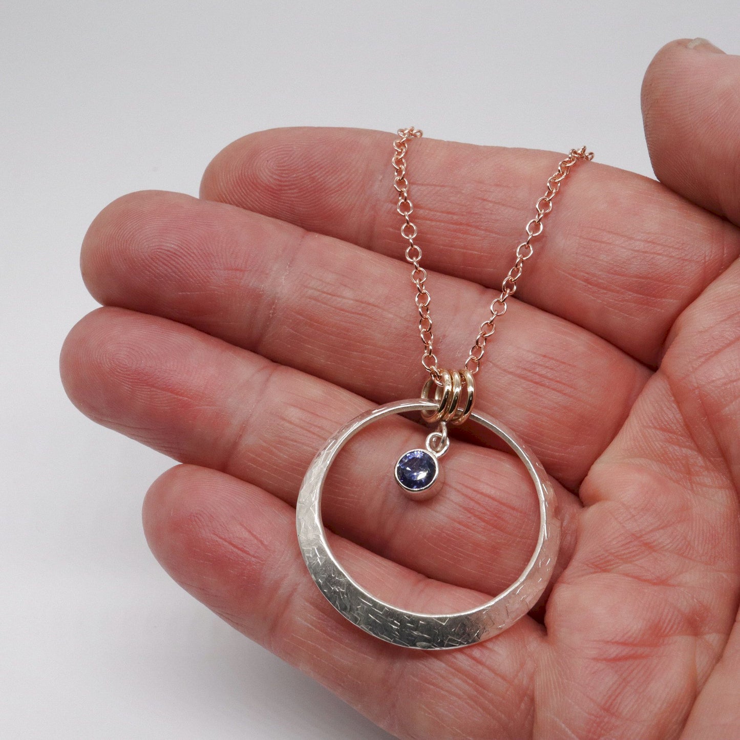 Sapphire circle handmade Pendant  - Fells and Lakes limited edition range