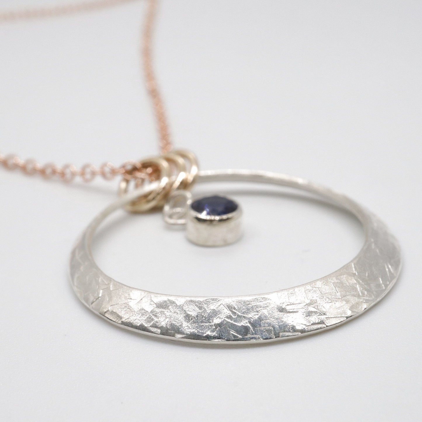 Sapphire circle handmade Pendant  - Fells and Lakes limited edition range