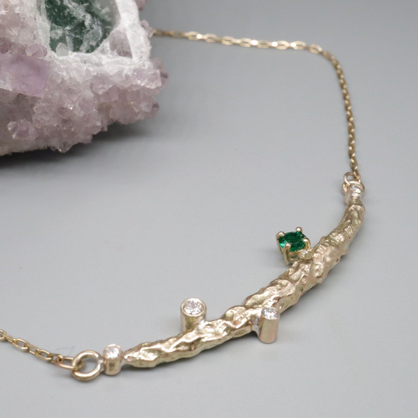Emerald & diamond pendant - Fells and Lakes design