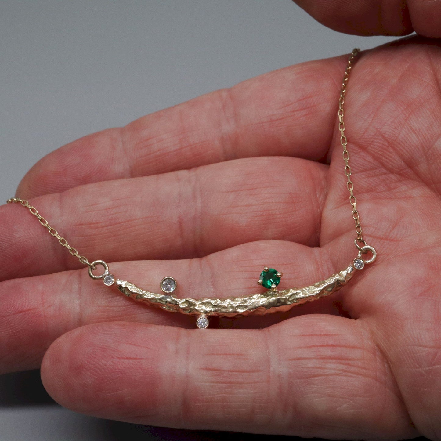 Emerald & diamond pendant - Fells and Lakes design