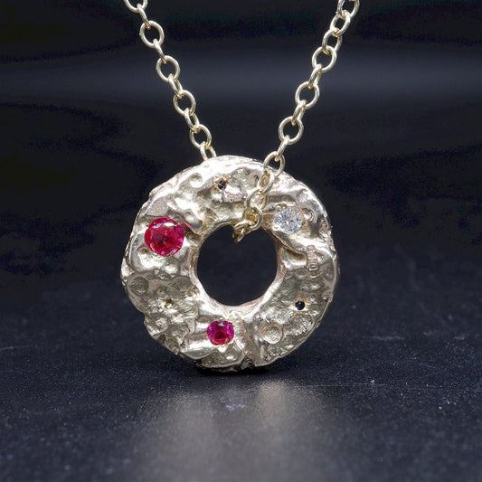 Sapphire, Ruby & diamond pendant - Fells and Lakes design