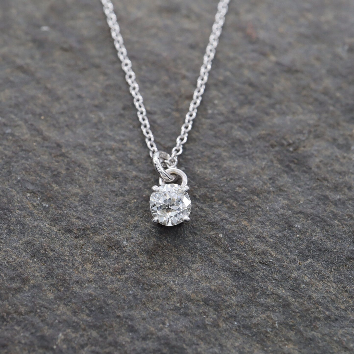 White gold large diamond pendant, classic claw set drop style