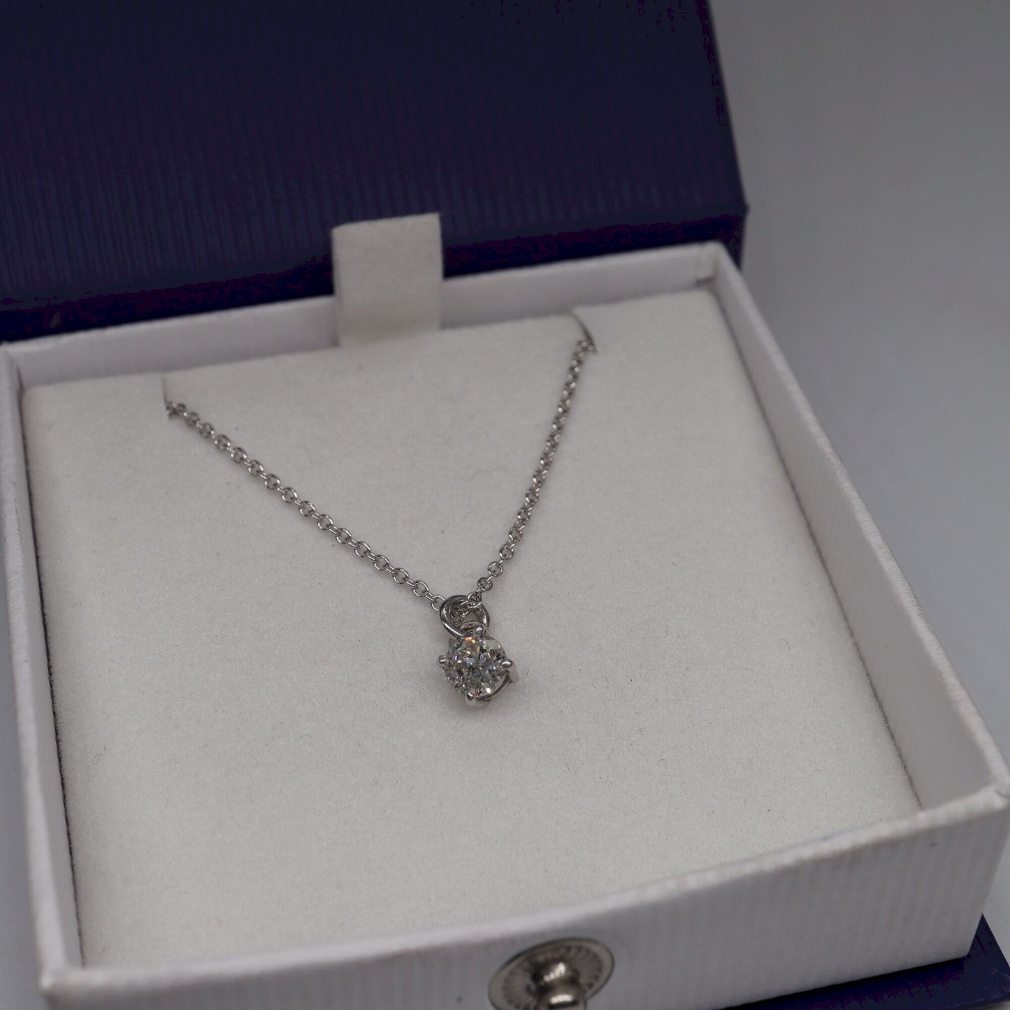 White gold large diamond pendant, classic claw set drop style