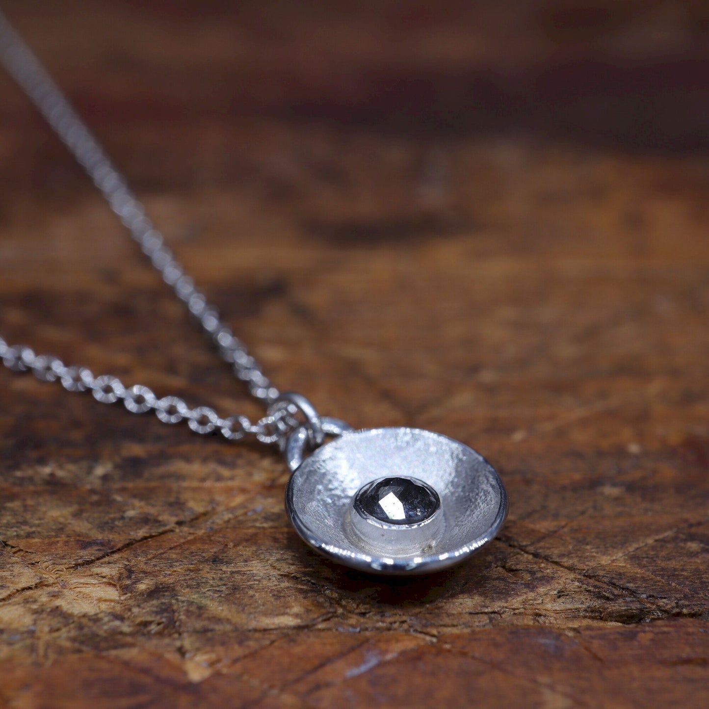 Salt and Pepper white gold diamond pendant, Water Droplets design.