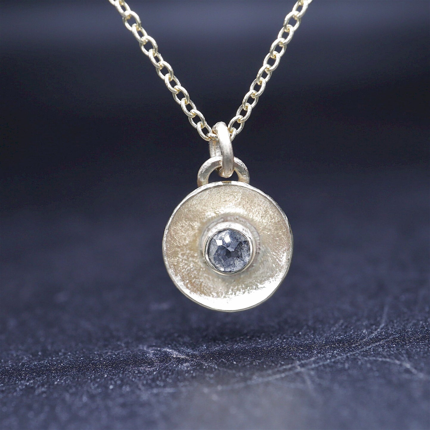 Salt and Pepper Diamond pendant, yellow gold Water Droplets design.