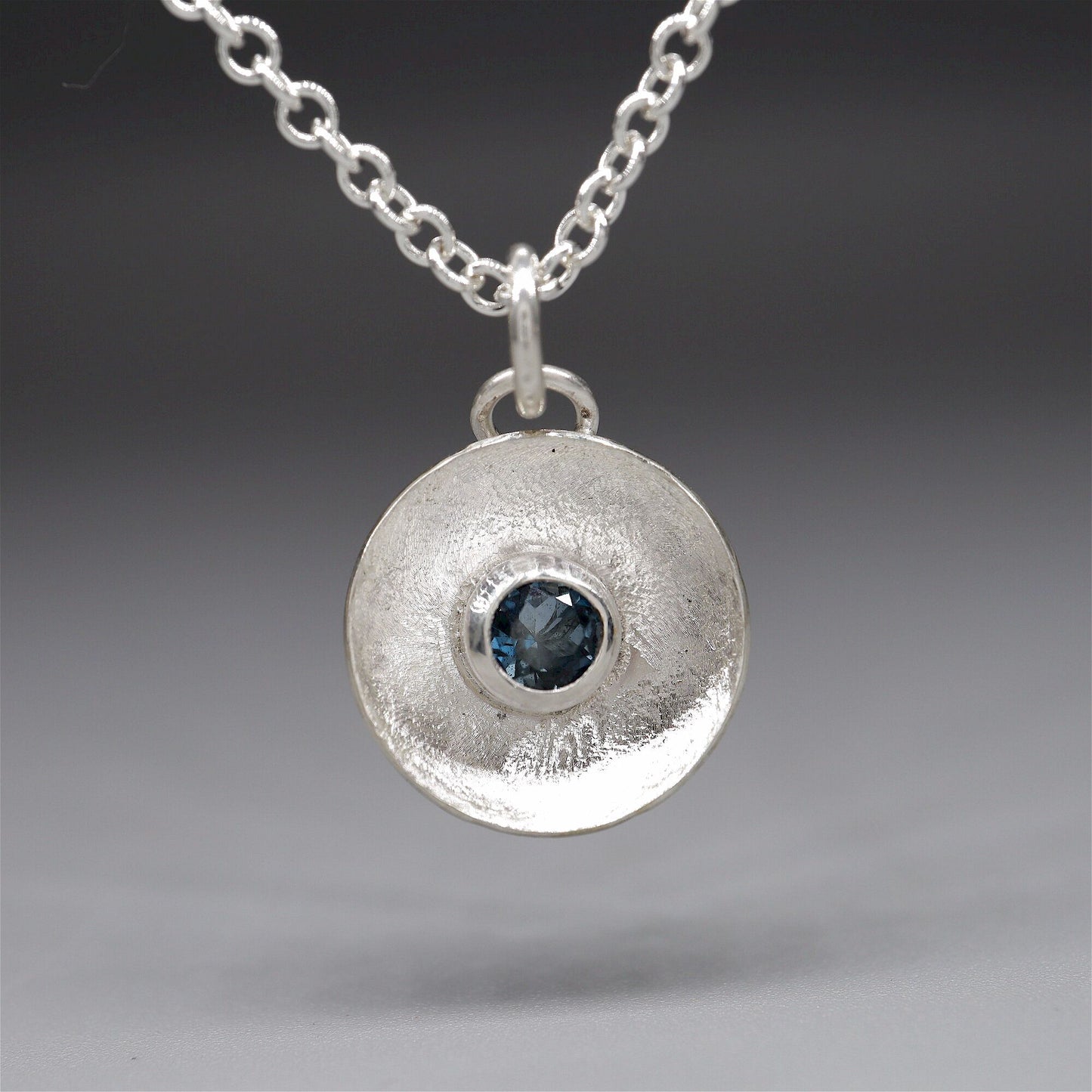 Blue Topaz pendant, silver Water Droplets design.