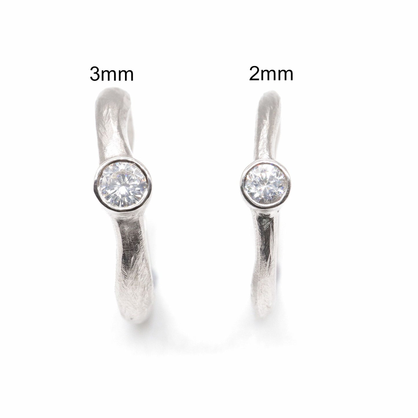 Solitaire diamond larger white gold ring, Beach Sand design