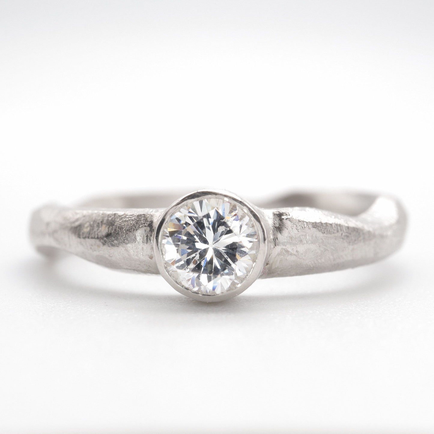 Beach Sand solitaire 0.33ct diamond 18ct white gold design ring.