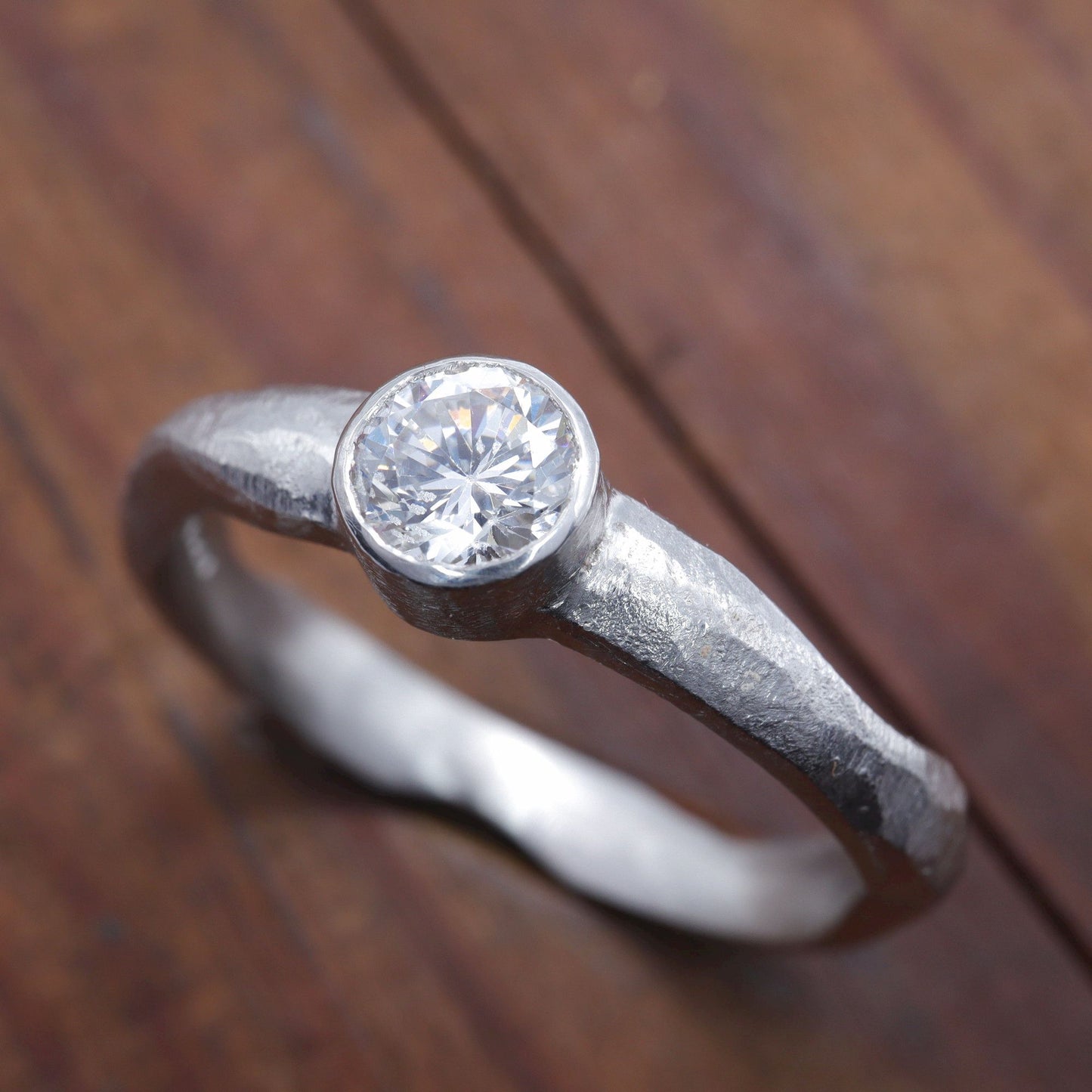 Beach Sand solitaire 0.33ct diamond 18ct white gold design ring.
