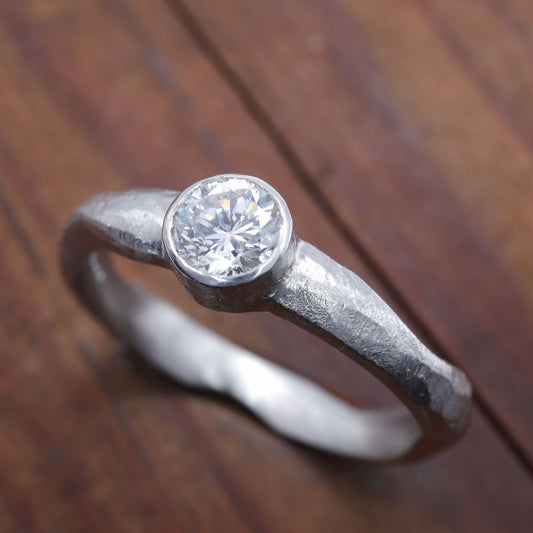 Beach Sand solitaire 0.33ct diamond 18ct white gold design ring.