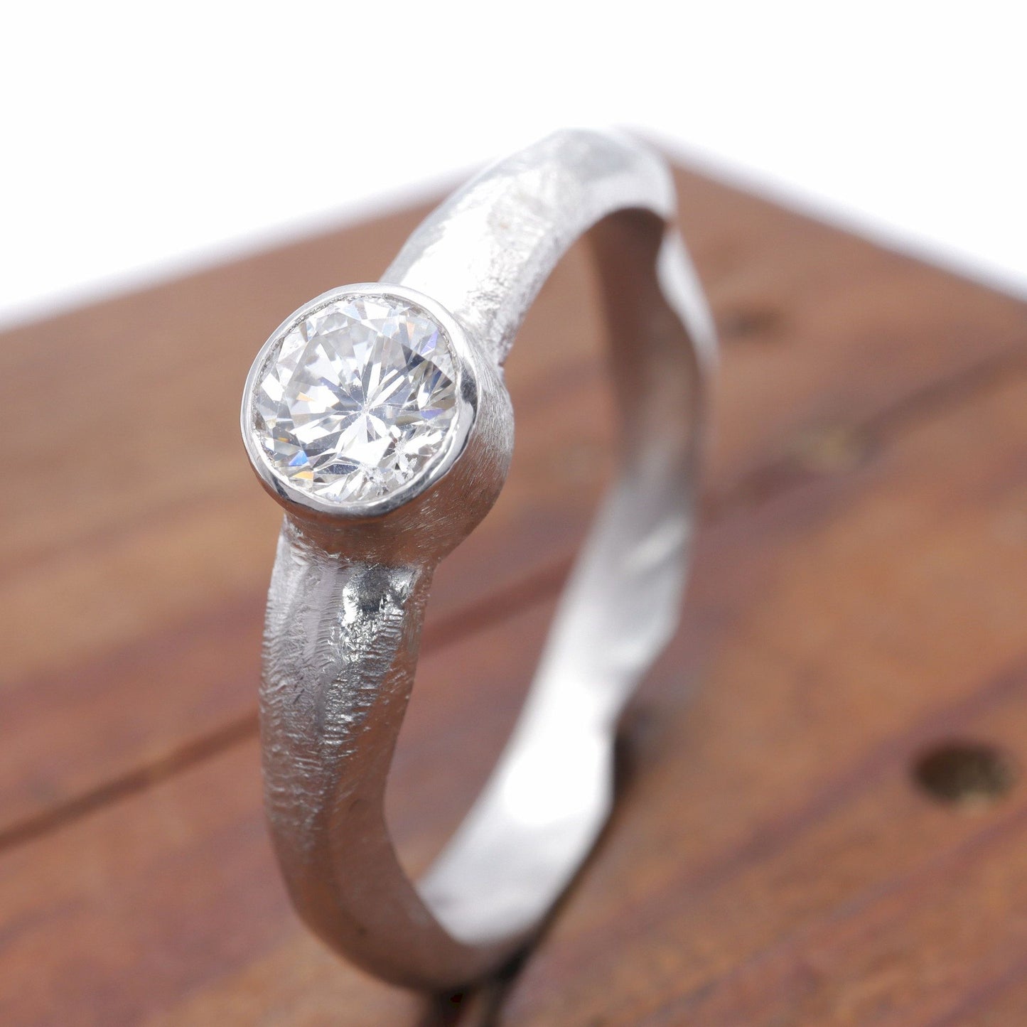 Beach Sand solitaire 0.33ct diamond 18ct white gold design ring.