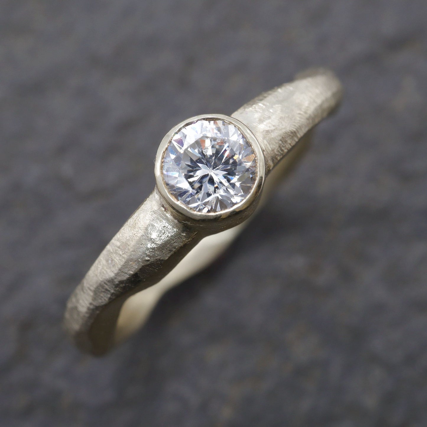Beach Sand solitaire 0.33ct diamond 18ct yellow gold design ring.