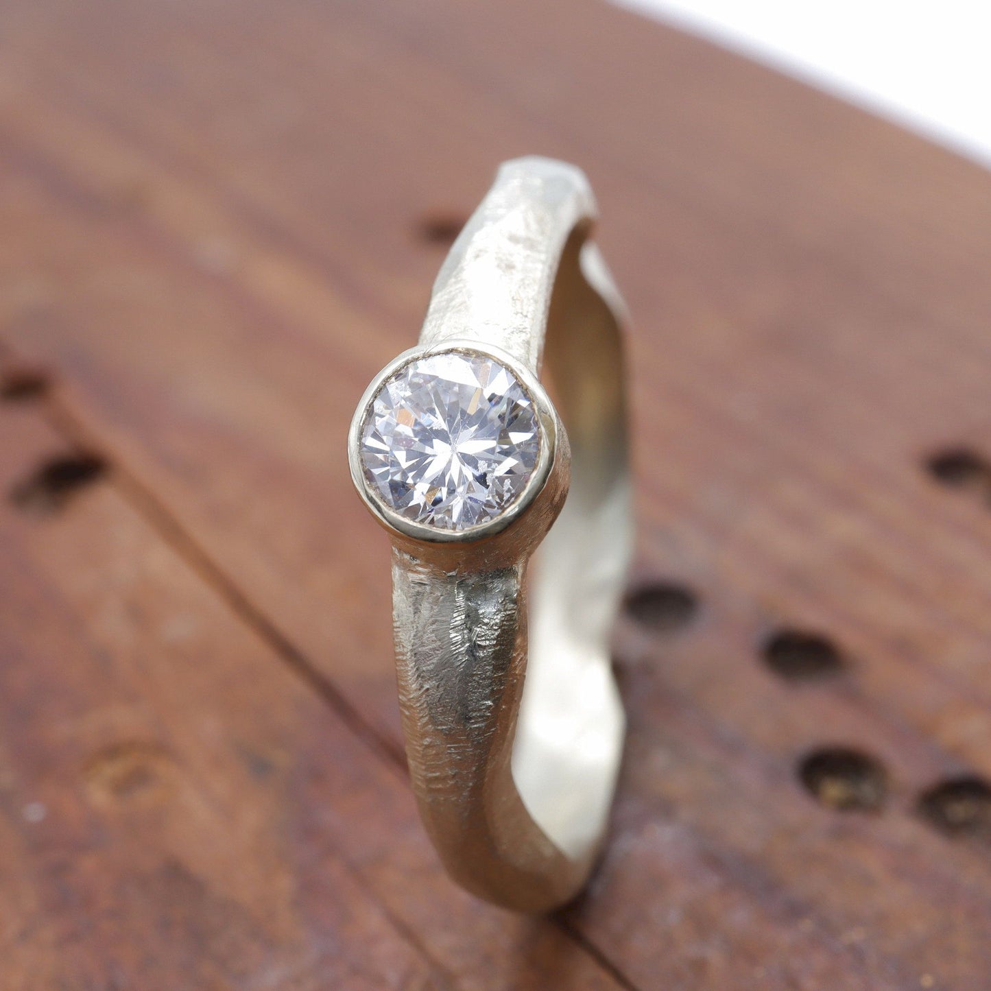 Beach Sand solitaire 0.33ct diamond 18ct yellow gold design ring.