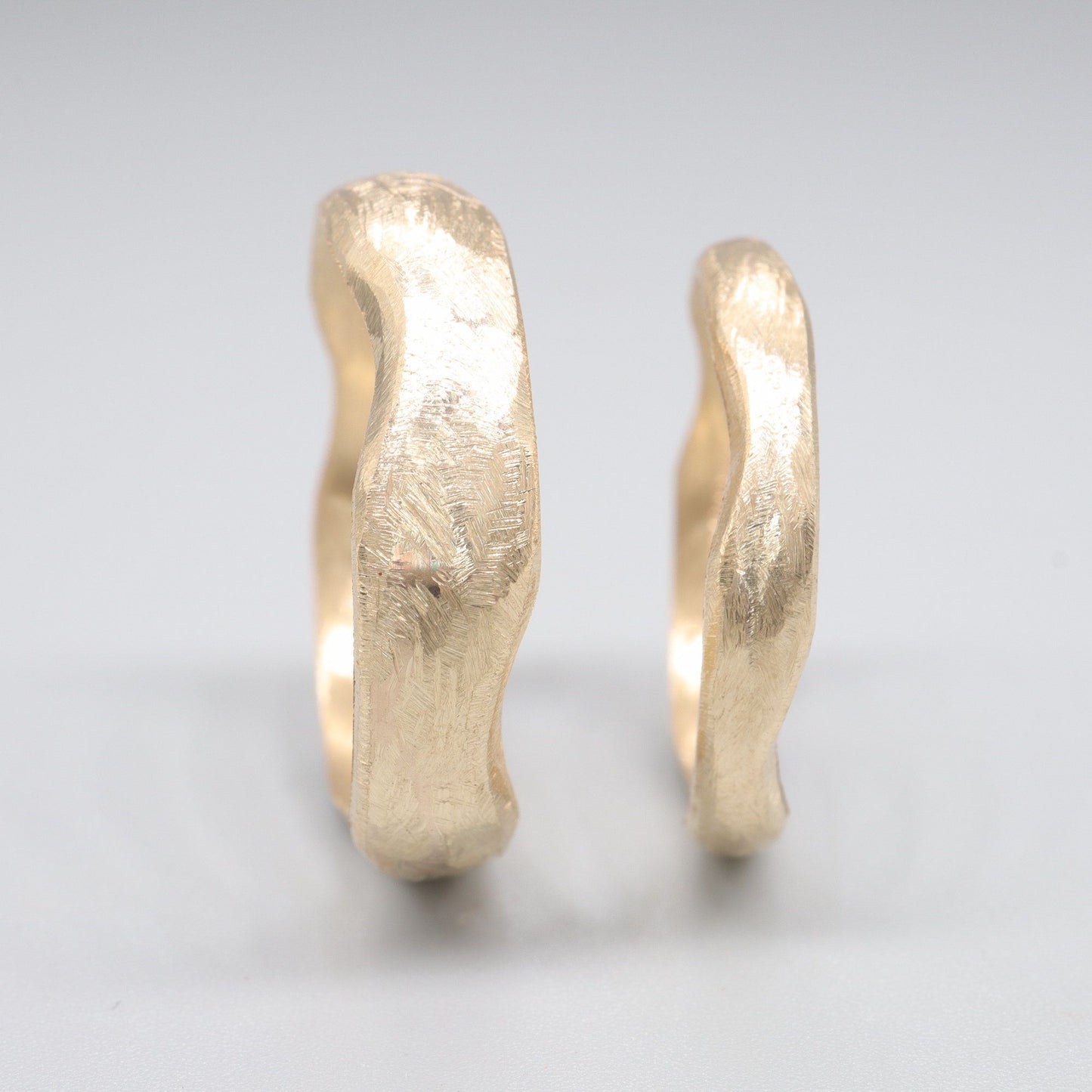 Beach Sand designer unique wedding ring sets in gold