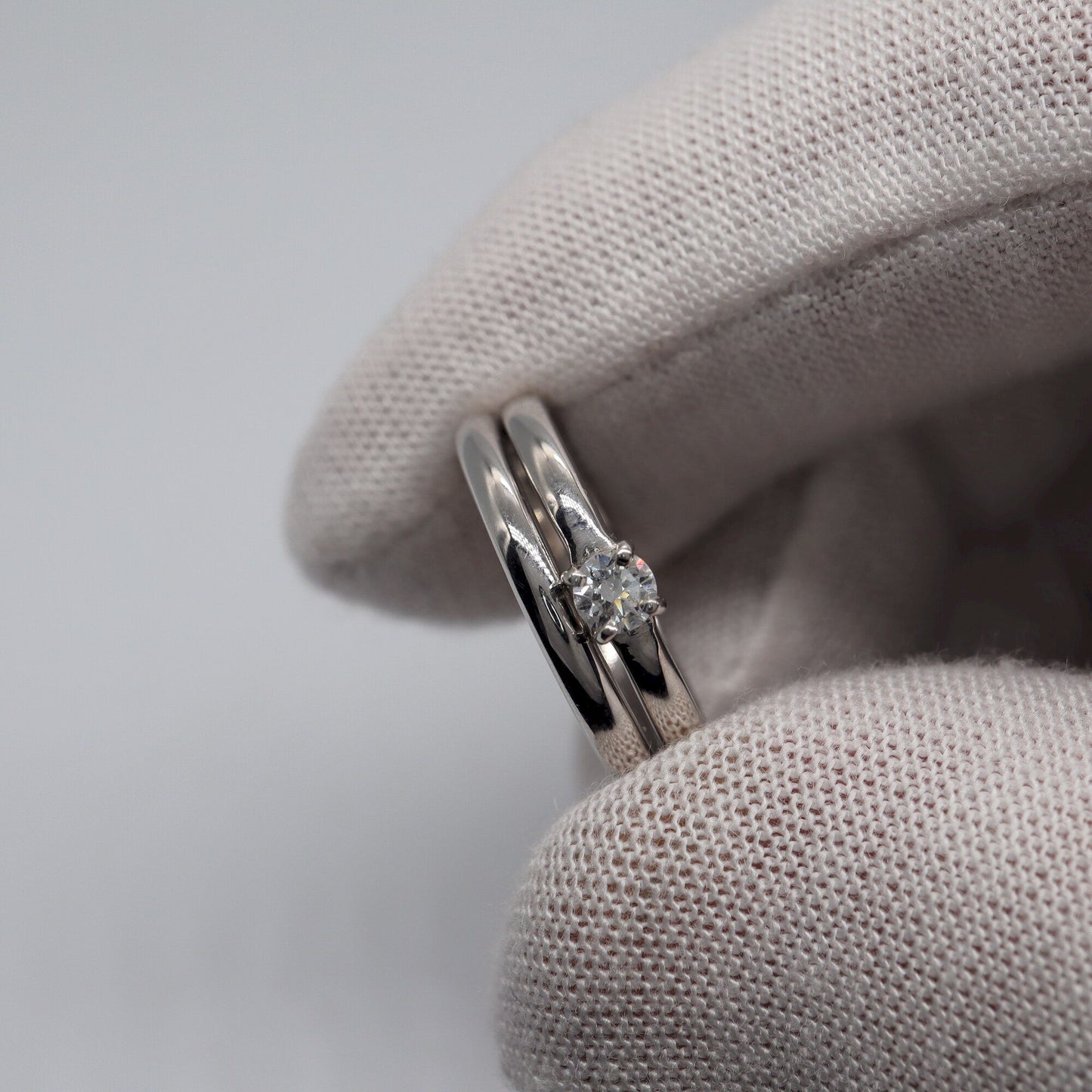 Diamond bridal set, white gold, Carlisle design 2mm bands.