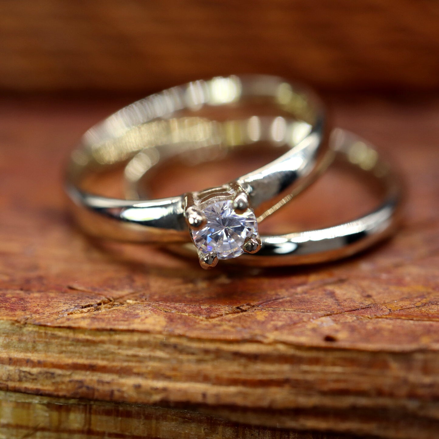 Diamond bridal set, larger gold Carlisle design, 0.25ct 3mm band and 2mm wedding band.