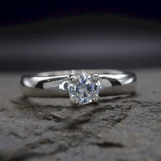 Solitaire diamond white gold Carlisle quarter carat handmade ring.