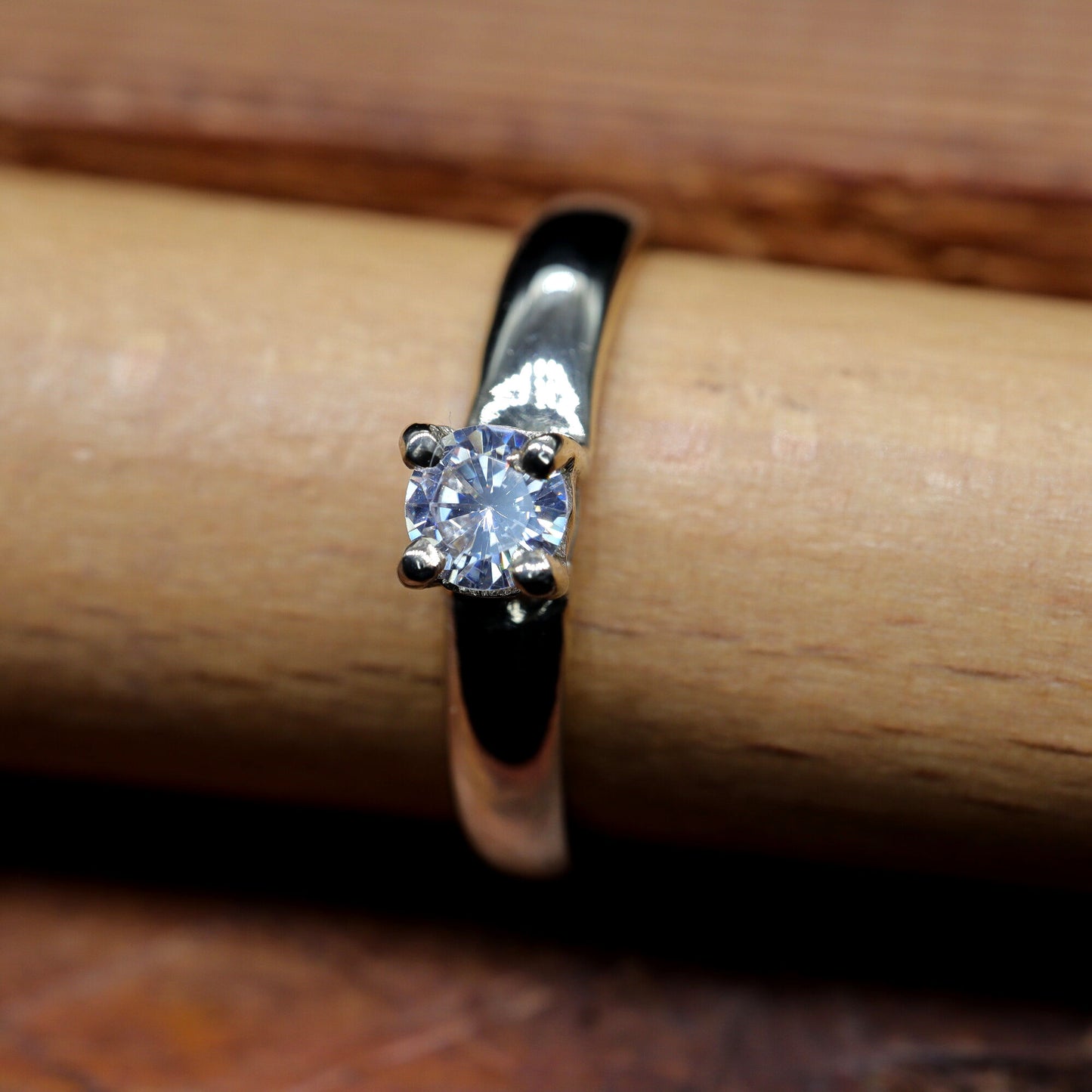 Diamond solitaire larger gold ring, Carlisle design, quarter carat.