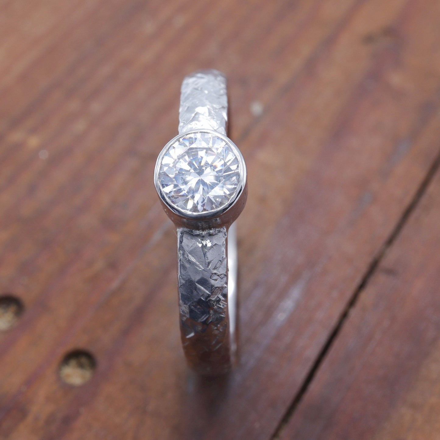 Solitaire diamond half carat 18ct white gold Fire design ring