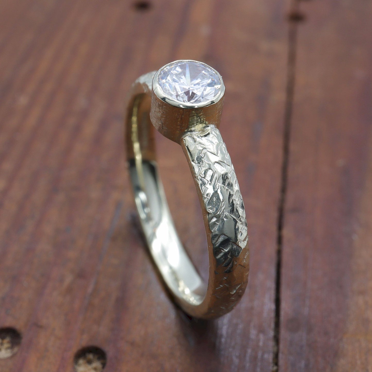 Solitaire diamond half carat 18ct yellow gold Fire design ring