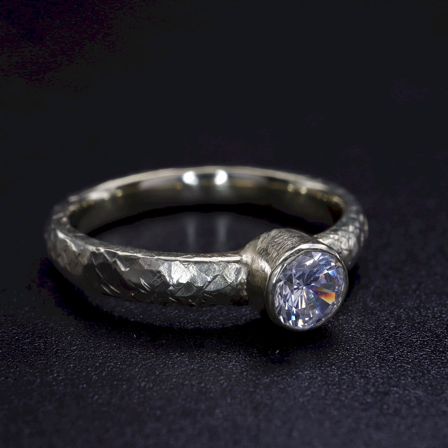 Solitaire diamond half carat 18ct yellow gold Fire design ring