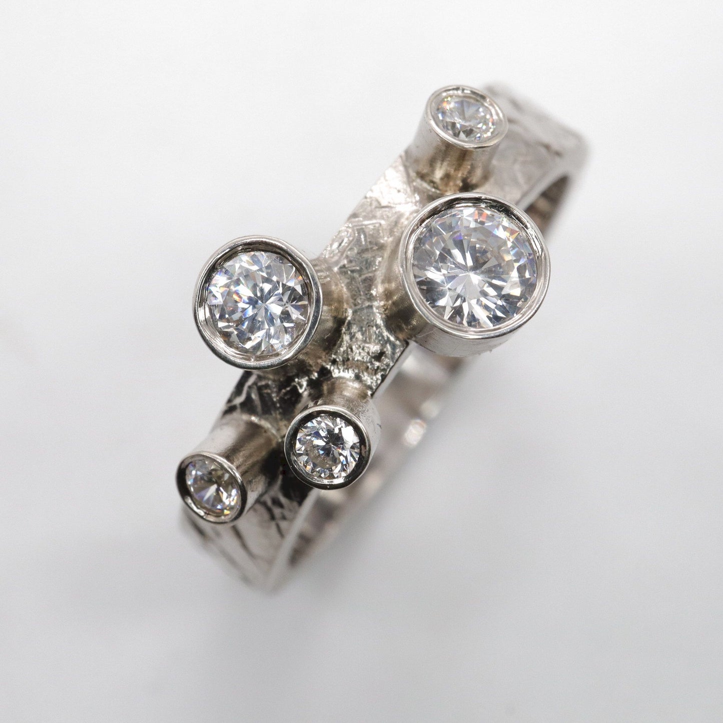 Cocktail ring, white gold diamond original Kendal design