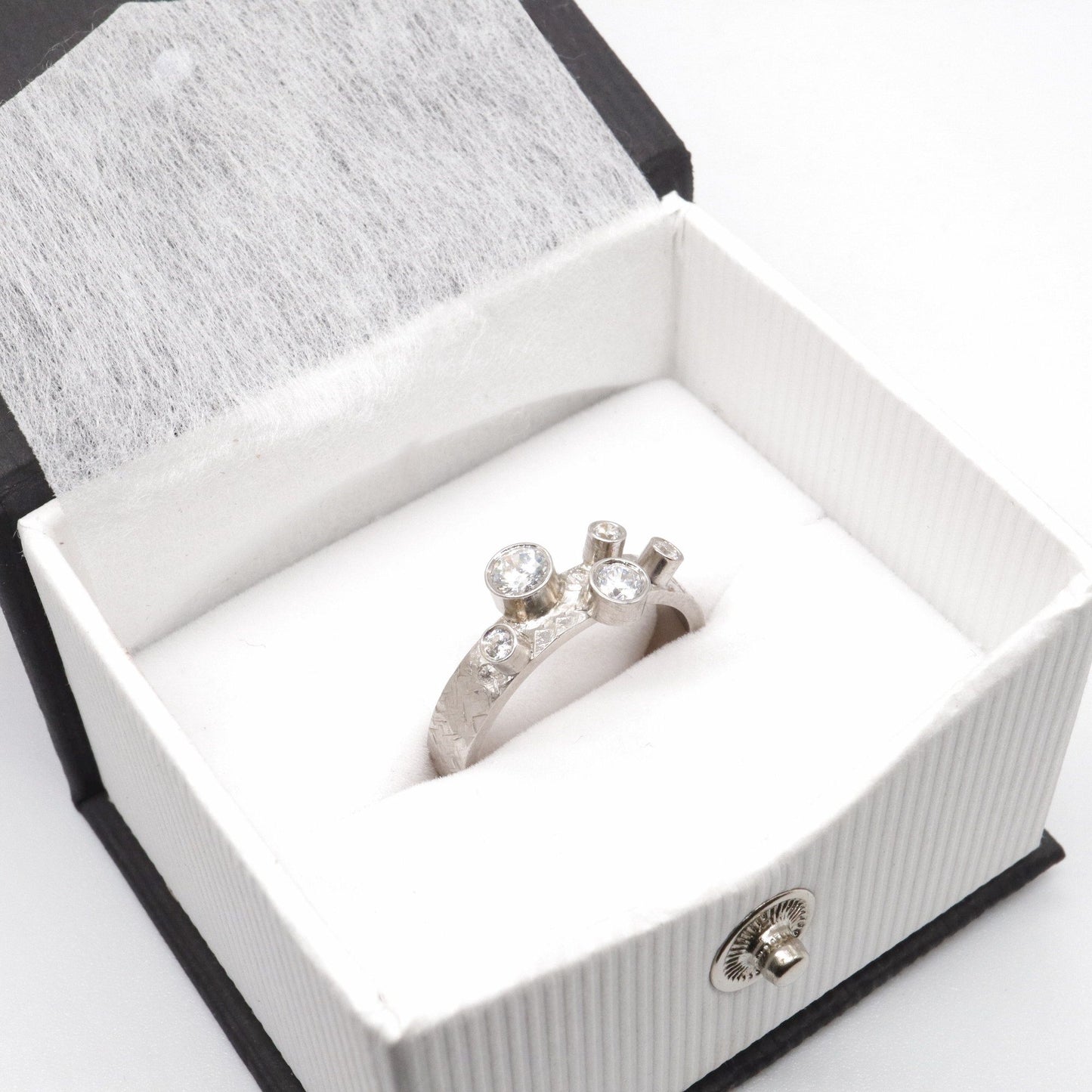 Cocktail ring, white gold diamond original Kendal design