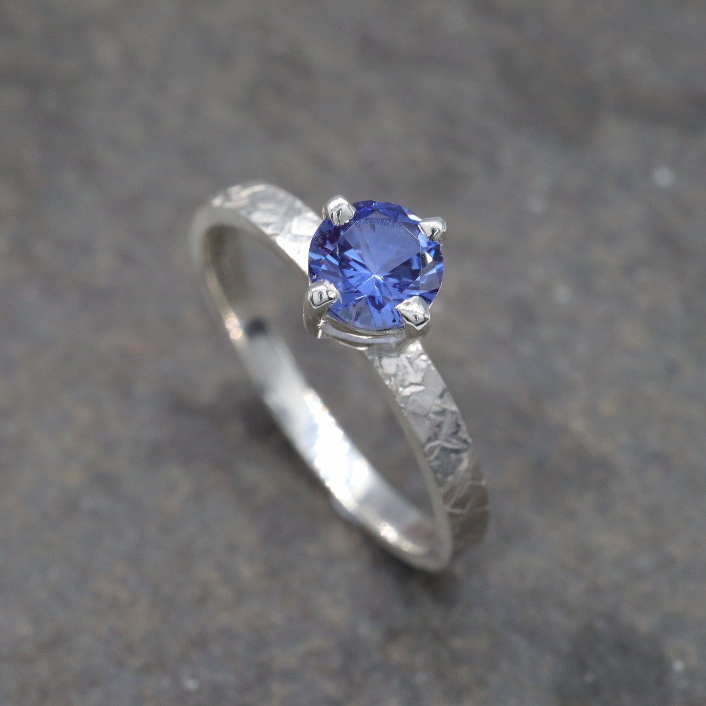 Sapphire solitaire white gold Kendal design ring