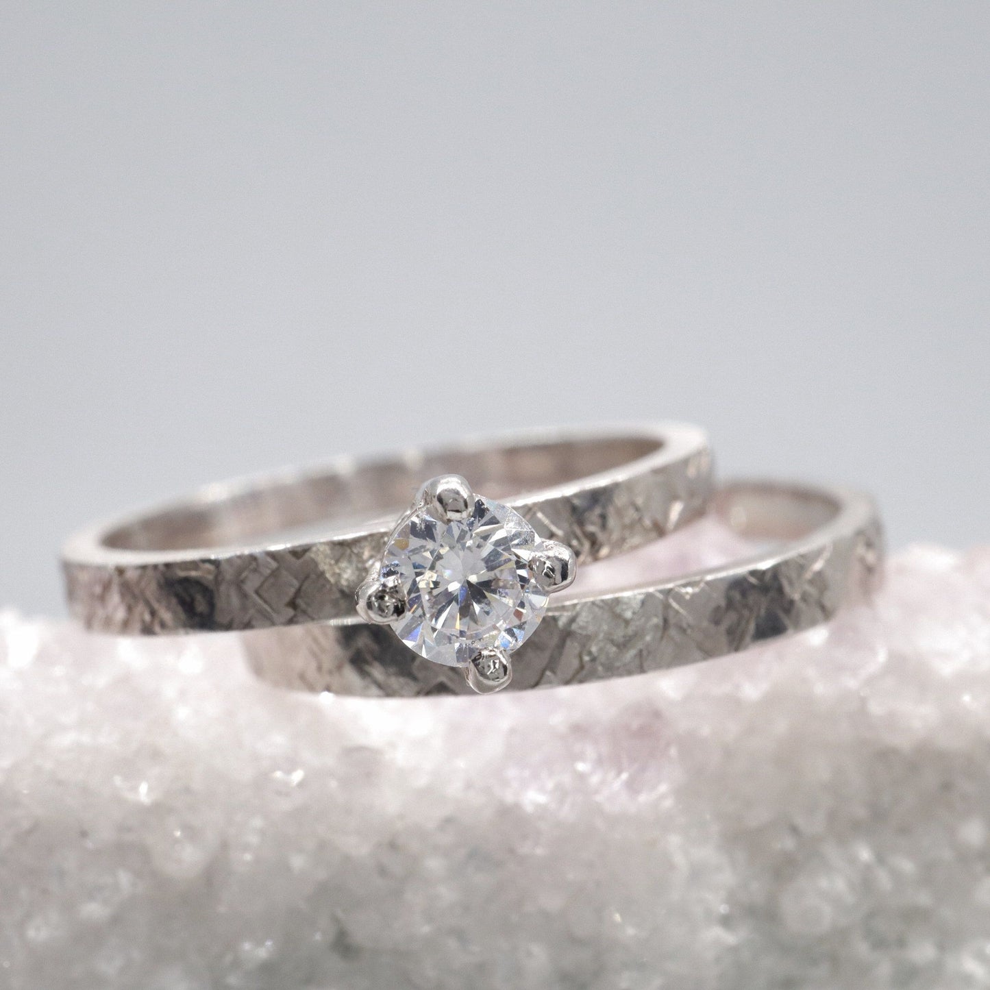 Bridal white gold diamond solitaire and wedding ring Kendal design set