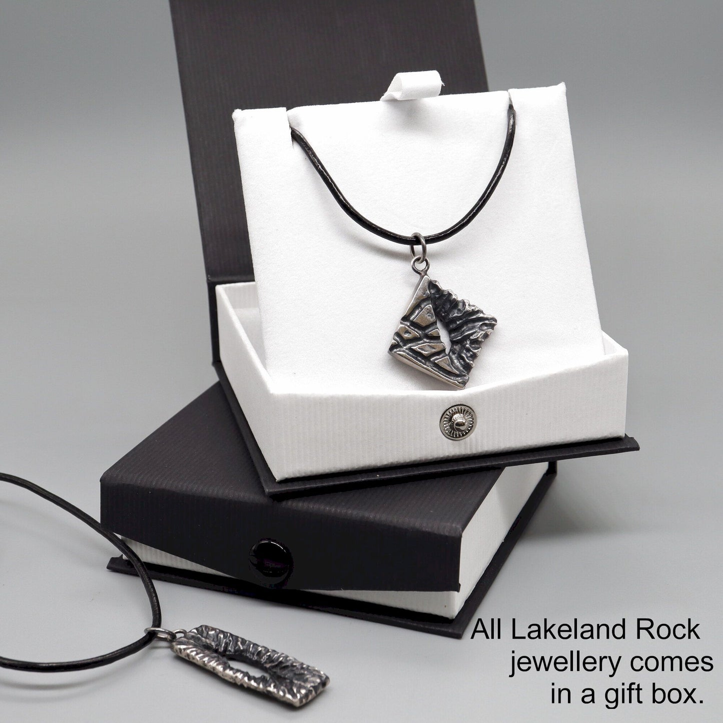 Silver mens pendant - Abyss, Lakeland Rock design, original mens jewellery