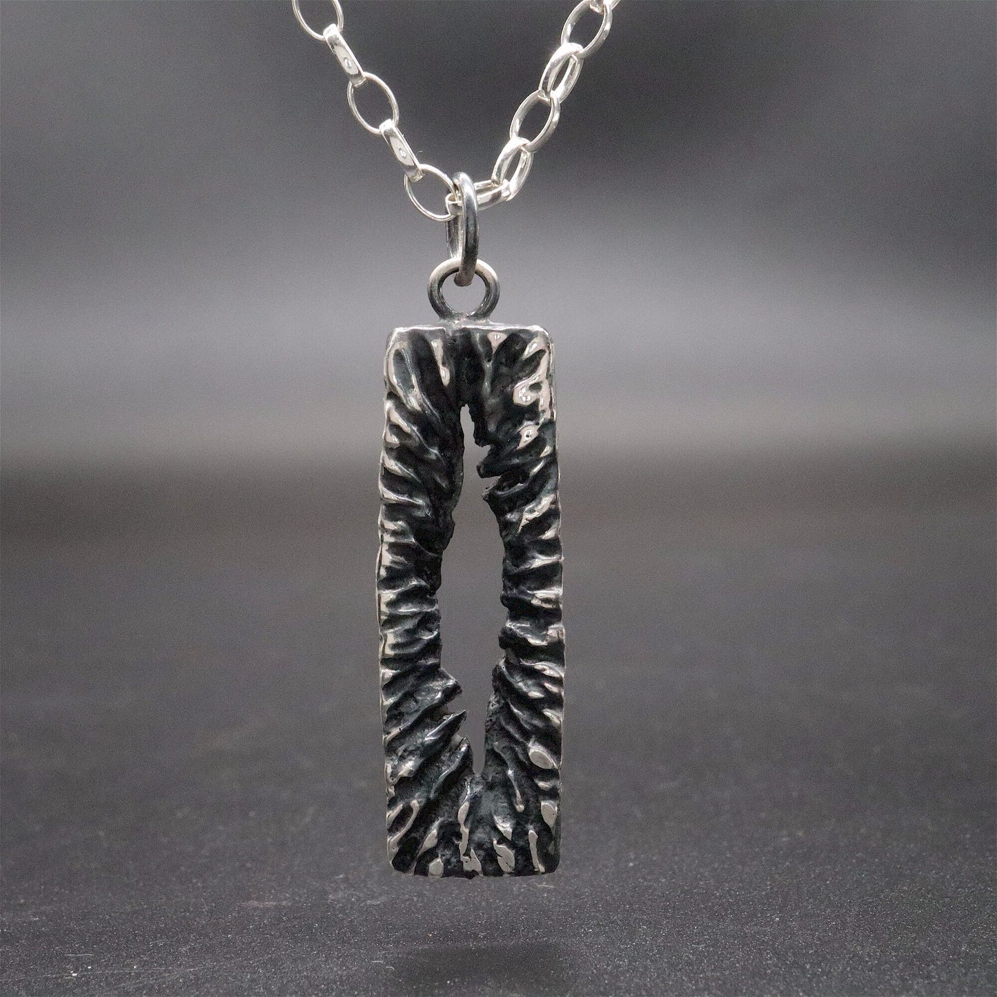 Silver mens pendant - The Crack, Lakeland Rock design, original mens jewellery
