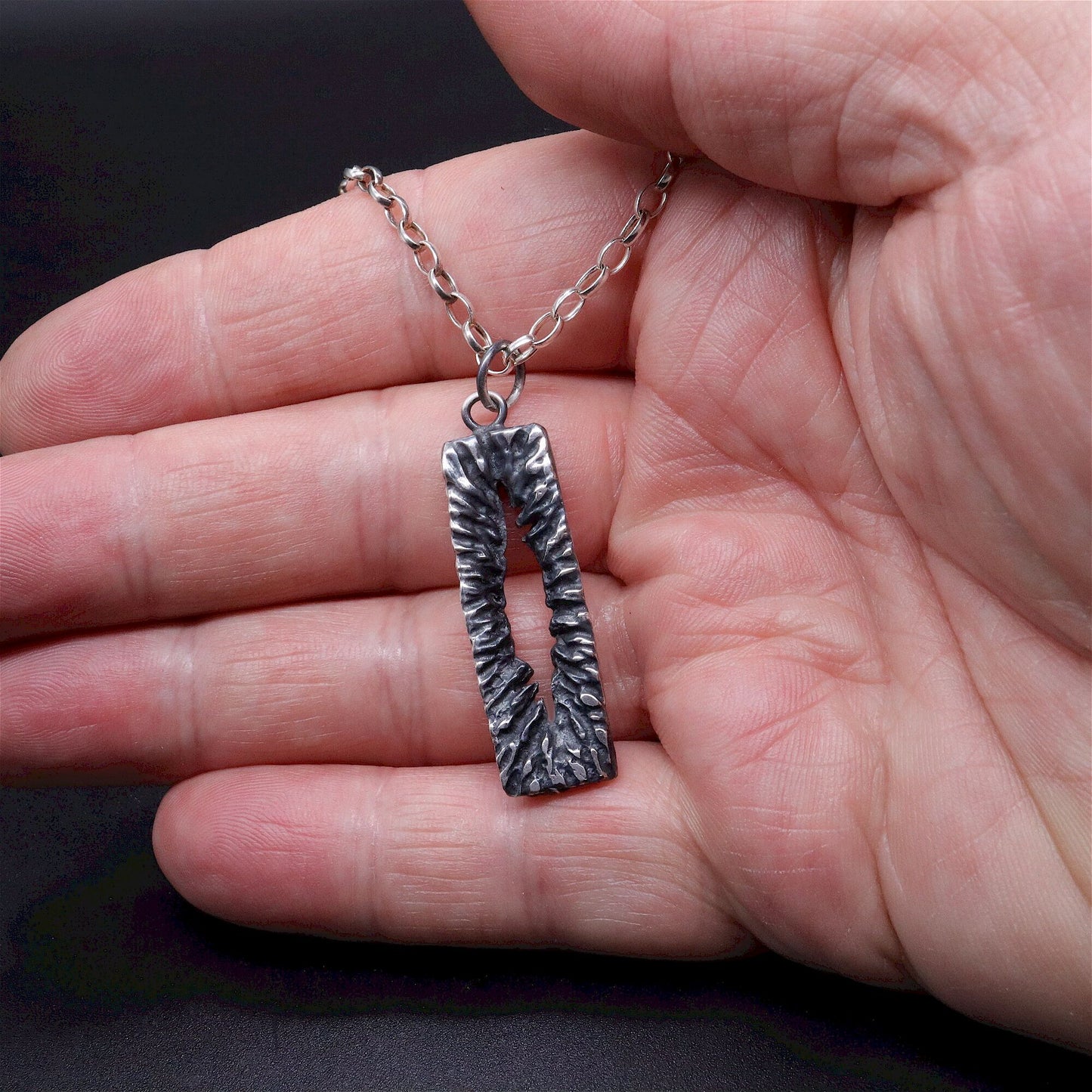 Silver mens pendant - The Crack, Lakeland Rock design, original mens jewellery