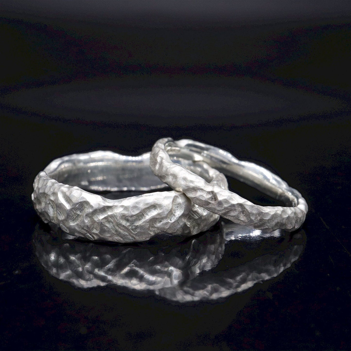Lakeside silver matching wedding ring set - original men`s and women`s design - 3mm and 6mm.