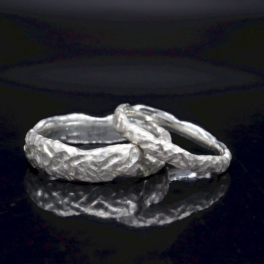 Lakeside silver matching wedding ring set - original men`s and women`s design - 3mm and 6mm.