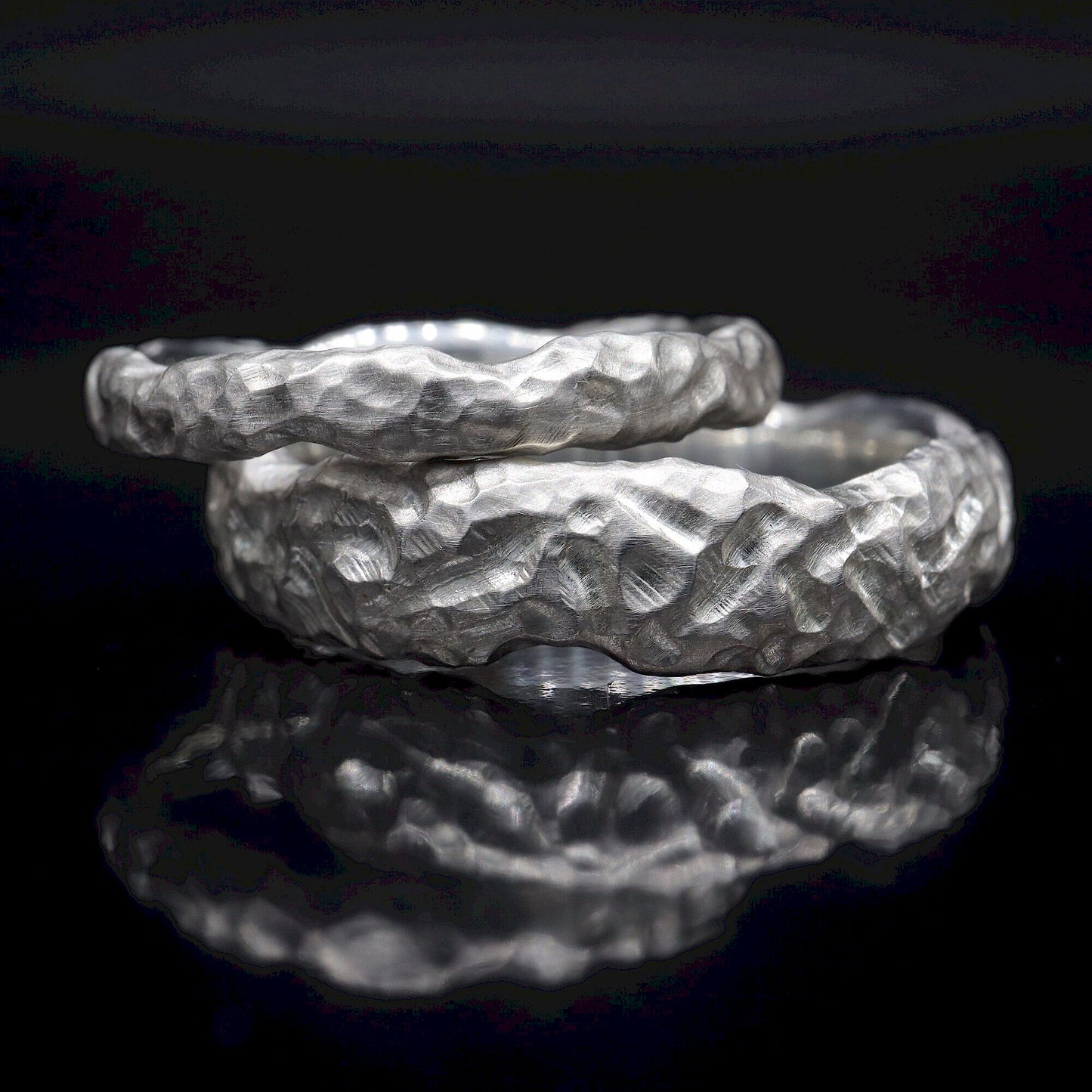 Lakeside silver matching wedding ring set - original men`s and women`s design - 3mm and 6mm.