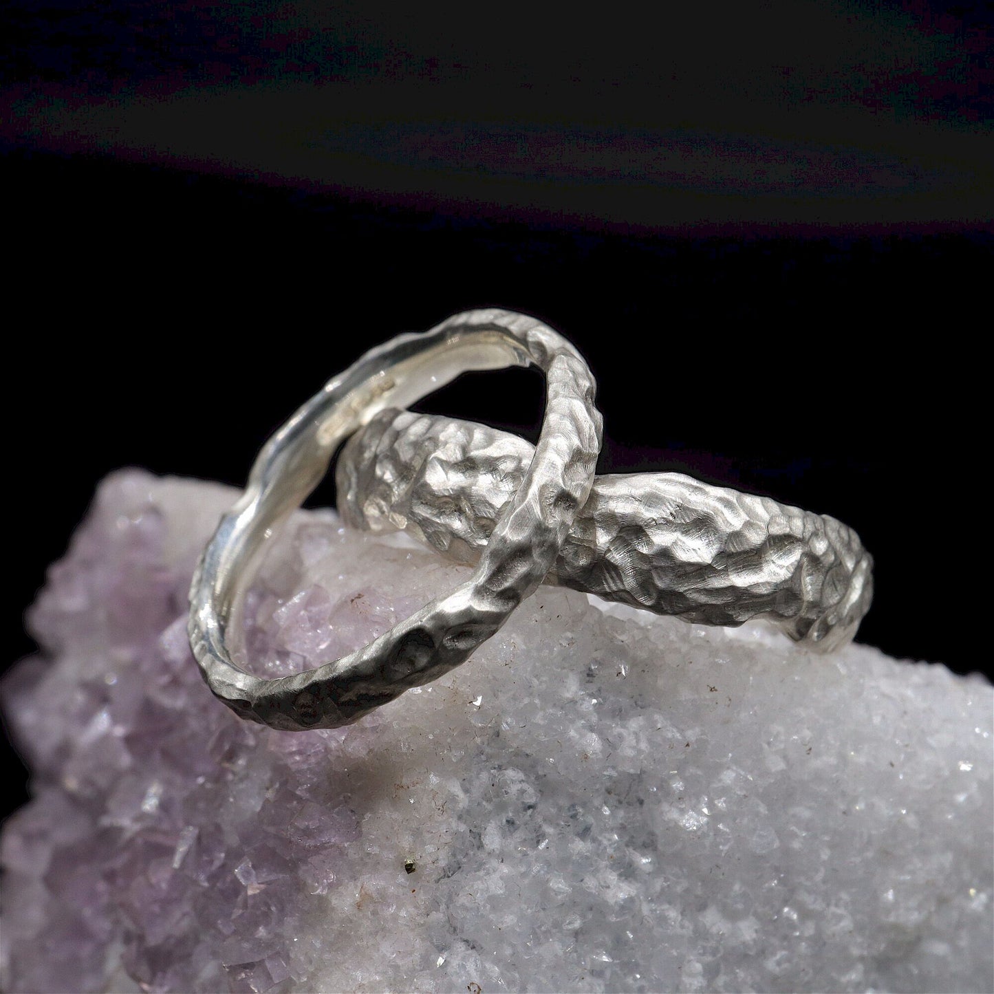 Lakeside silver matching wedding ring set - original men`s and women`s design - 3mm and 6mm.