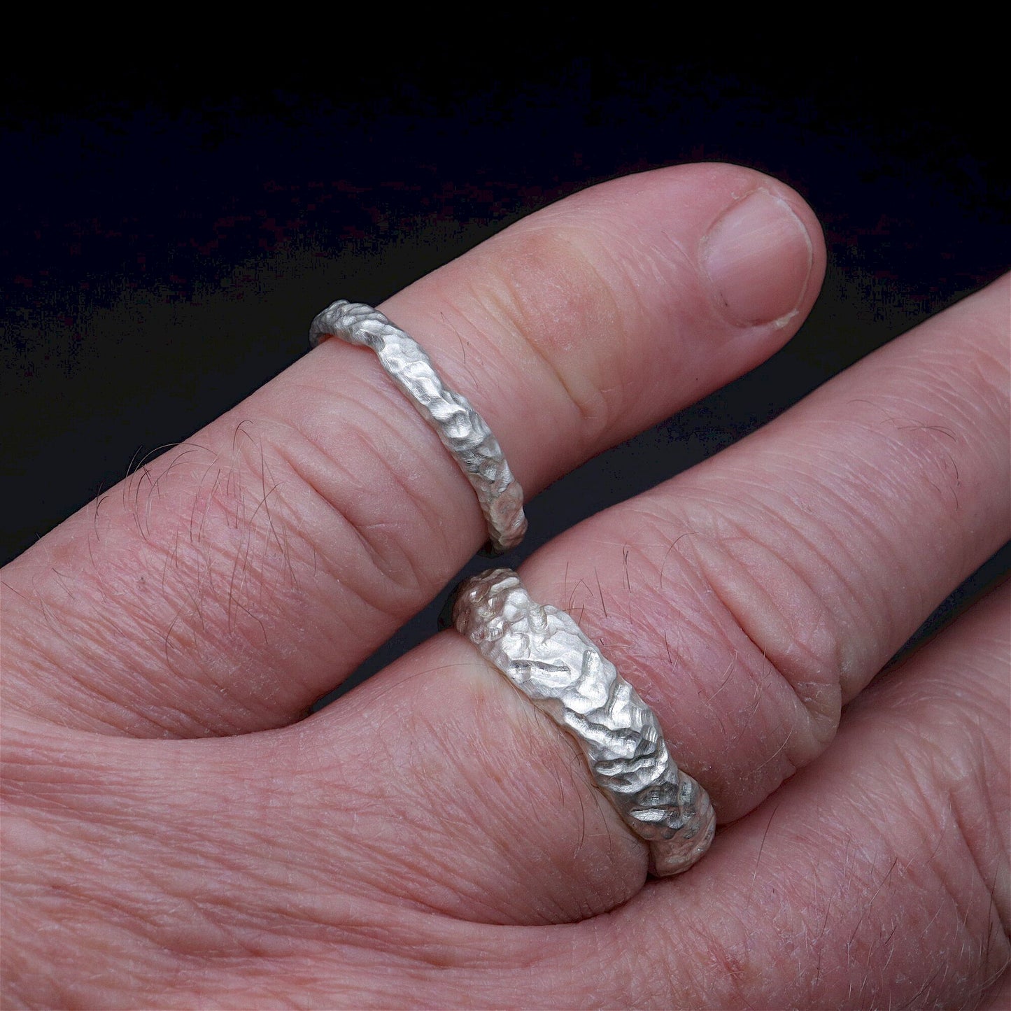 Lakeside silver matching wedding ring set - original men`s and women`s design - 3mm and 6mm.