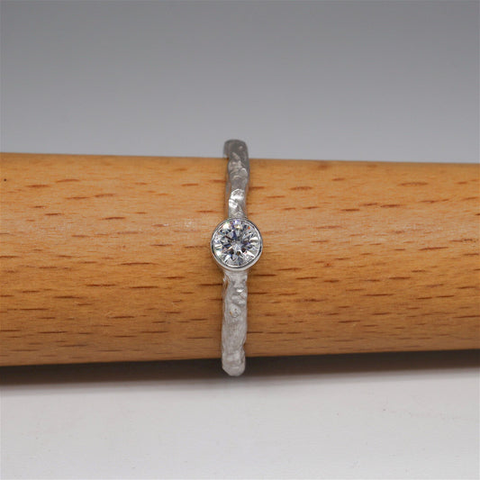Diamond solitaire minimalist gold ring, Lakeside design