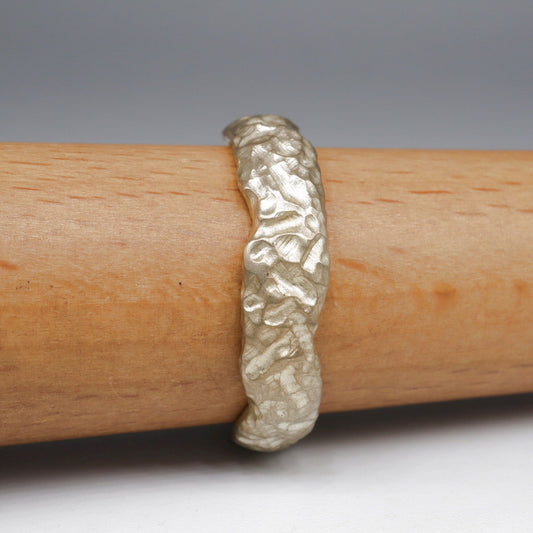Yellow gold broad wedding ring - Lakeside design.