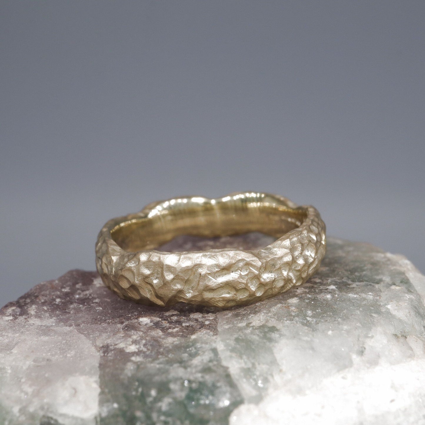 Yellow gold broad wedding ring - Lakeside design.
