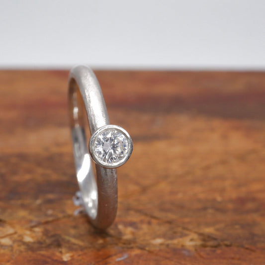 Solitaire larger diamond ring, Mountain Raindrop design