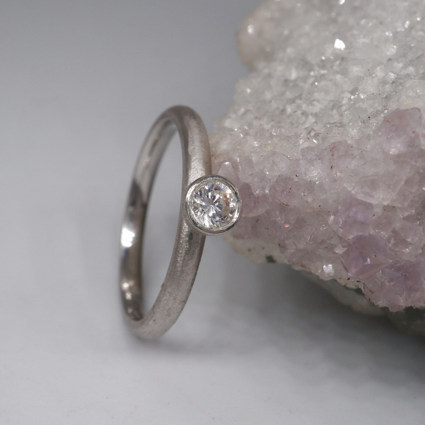 Solitaire larger diamond ring, Mountain Raindrop design
