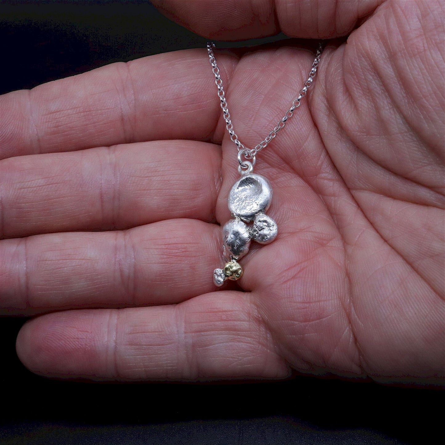 Gold and silver pendant - Stepping Stones handmade original jewellery design. Ref IK02