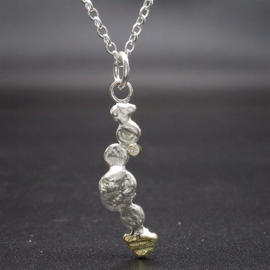 Diamond set, gold and silver pendant - Stepping Stones handmade original jewellery design. Ref JF02