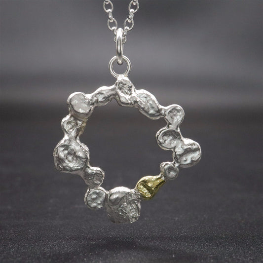 18ct gold and silver pendant - Stepping Stones handmade original jewellery design. Ref JF03