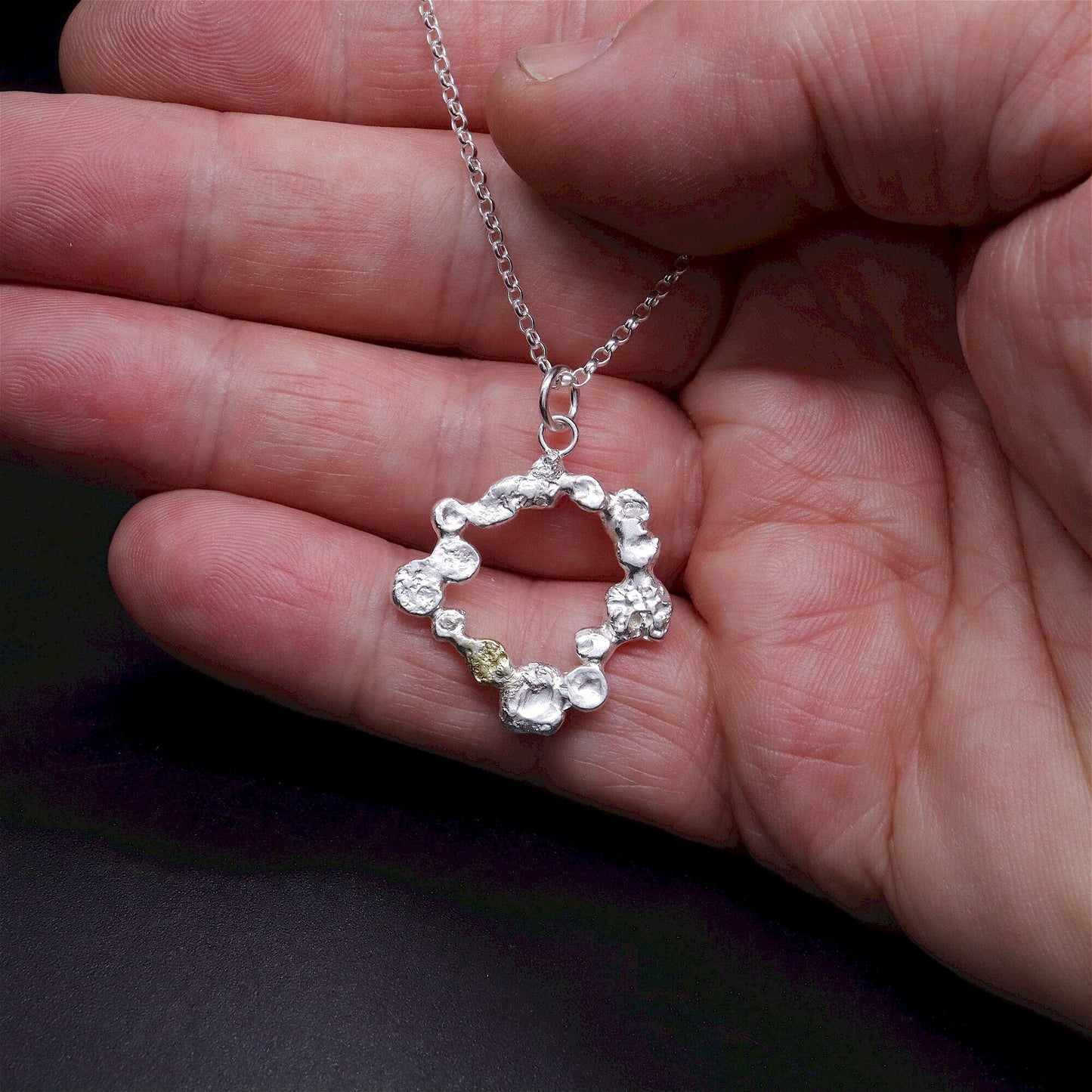 18ct gold and silver pendant - Stepping Stones handmade original jewellery design. Ref JF03